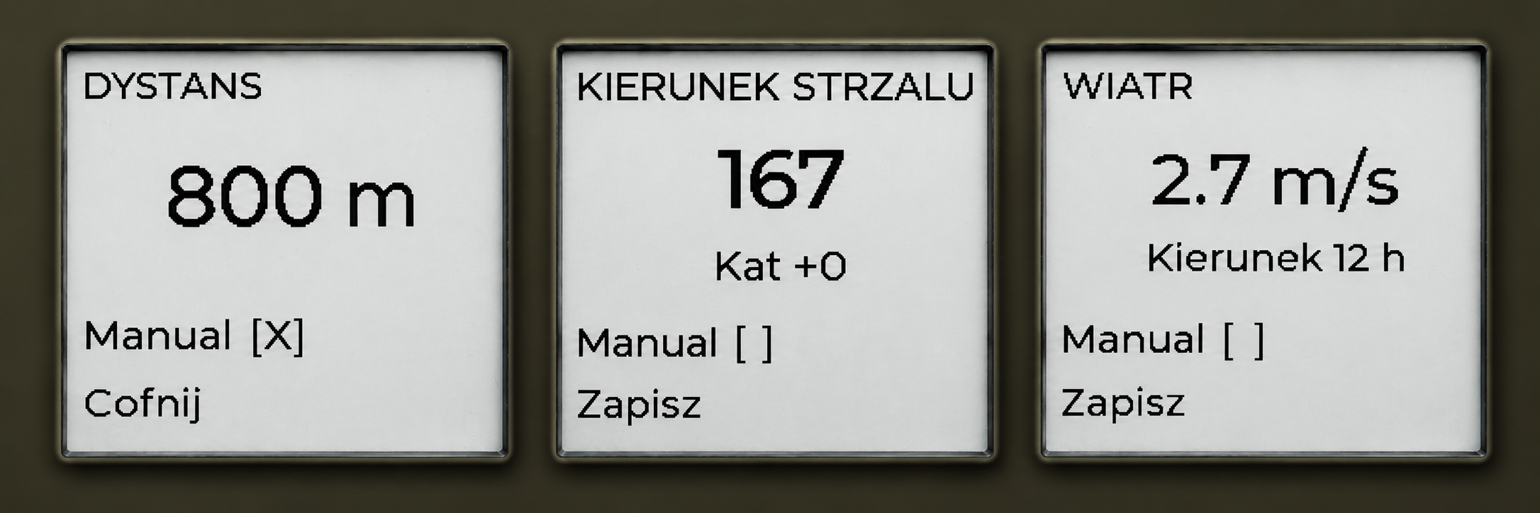 Dystans, kierunek strzału i wiatr