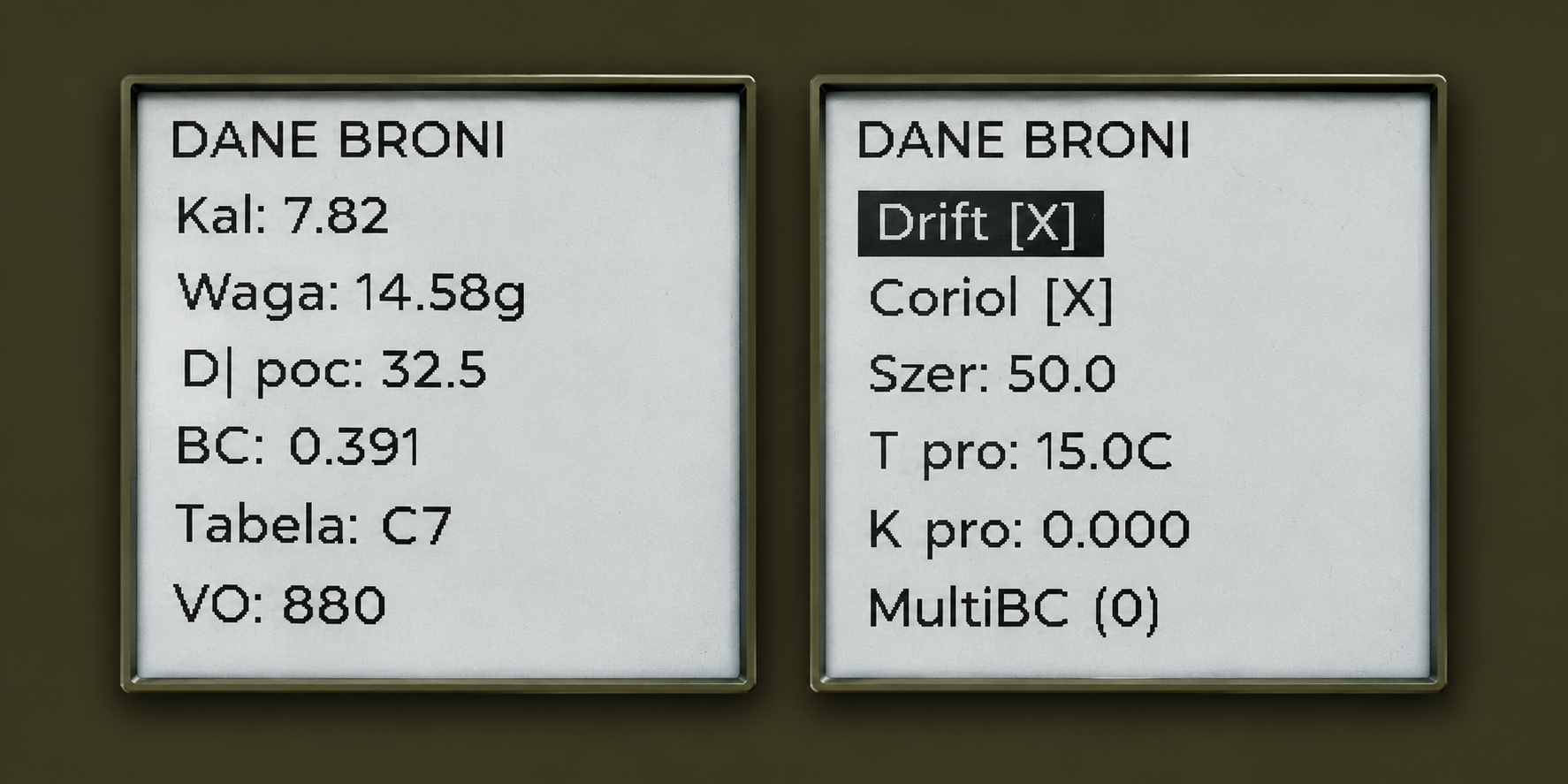 Dane broni