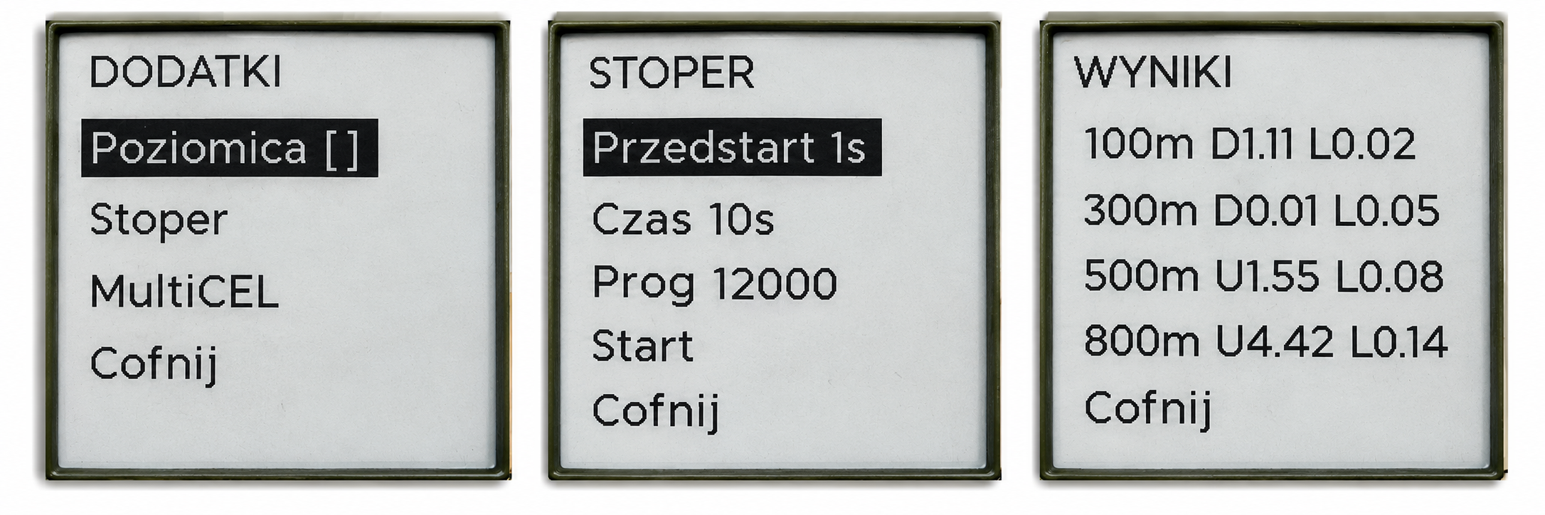 Dodatki, stoper i wyniki